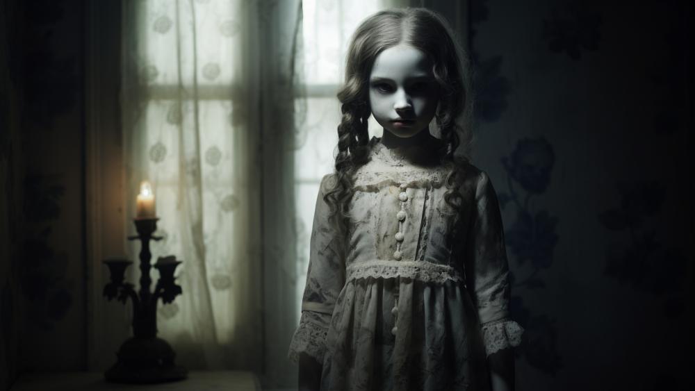 Victorian Phantasm: The Haunting Gaze of Innocence wallpaper