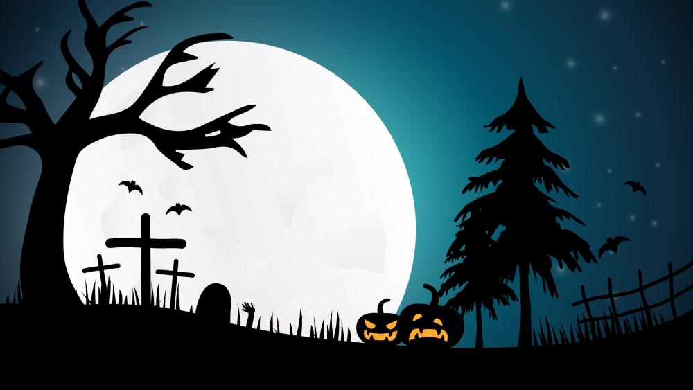 Minimalist Halloween Night Magic at Midnight wallpaper