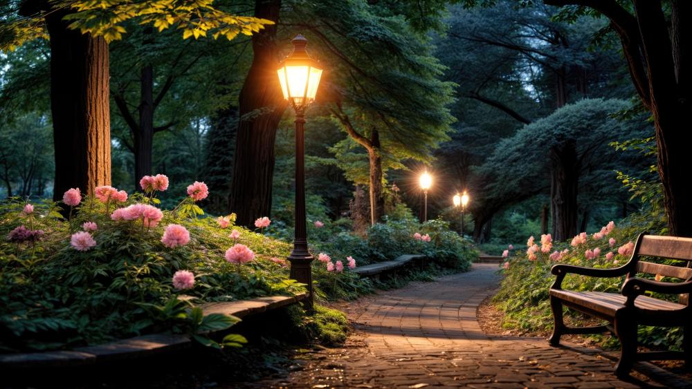 Tranquil Park Evening Serenity wallpaper