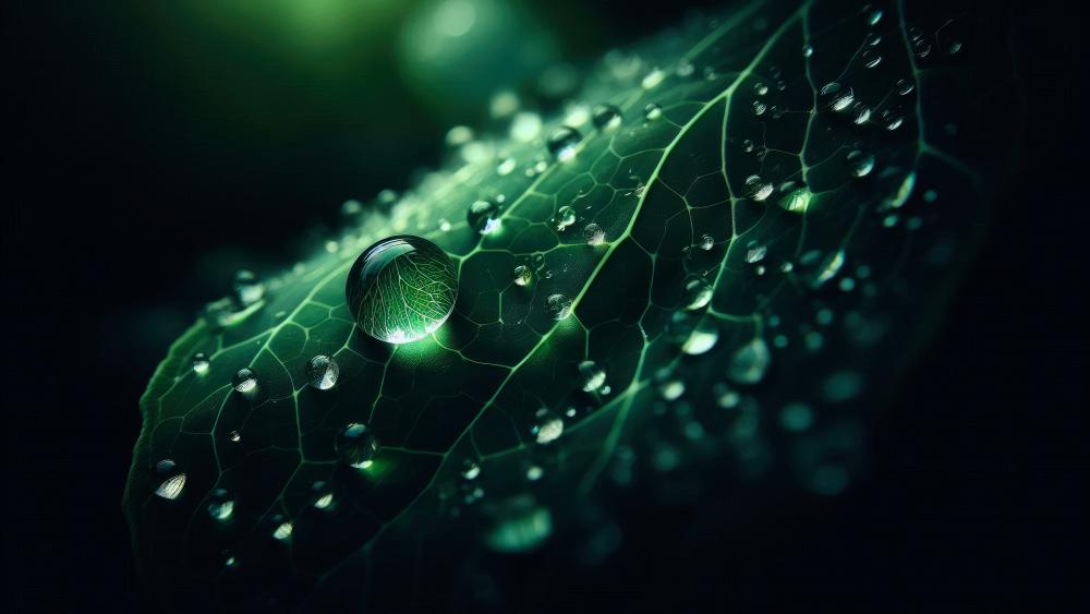 Water droplet on a leaf wallpaper