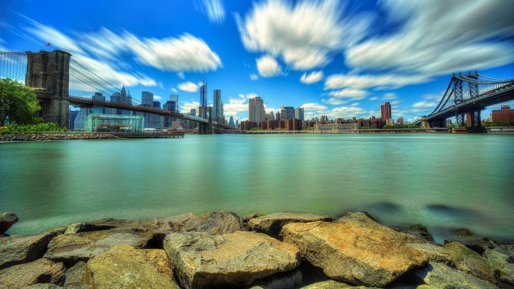 Brooklyn Bridge Meets Manhattan Marvels wallpaper