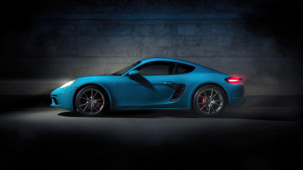 Porsche 718 Cayman in Blue Elegance wallpaper