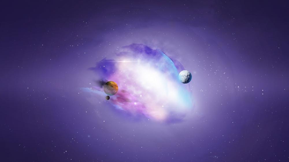 Ethereal Cosmic Realm: A Journey Through Purple Space wallpaper