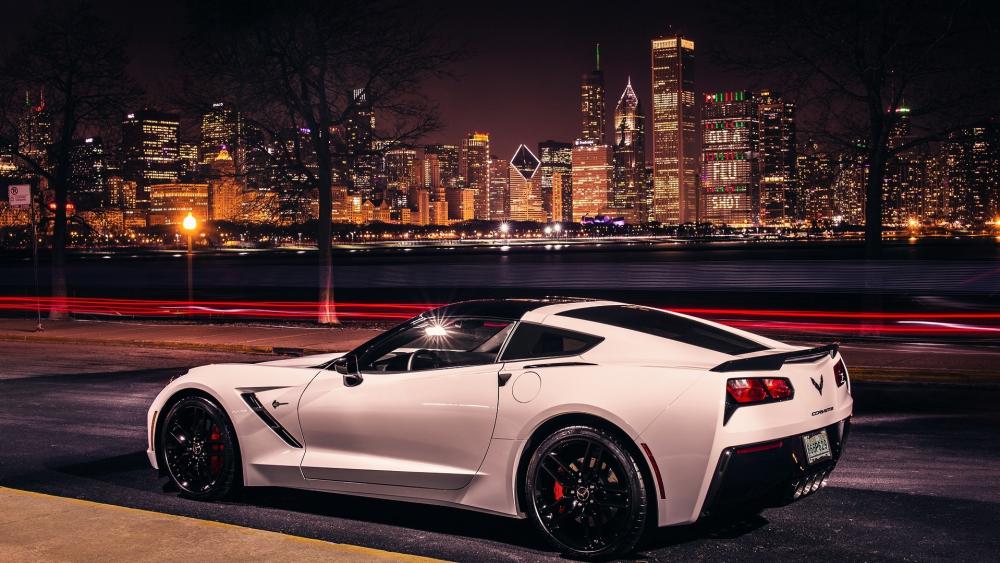 Chevrolet Corvette C7 Night Cityscape wallpaper