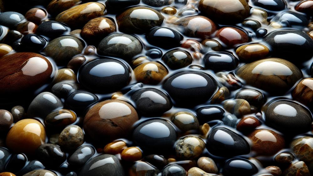 Pebbles Enhanced by Reflective Water Surface wallpaper