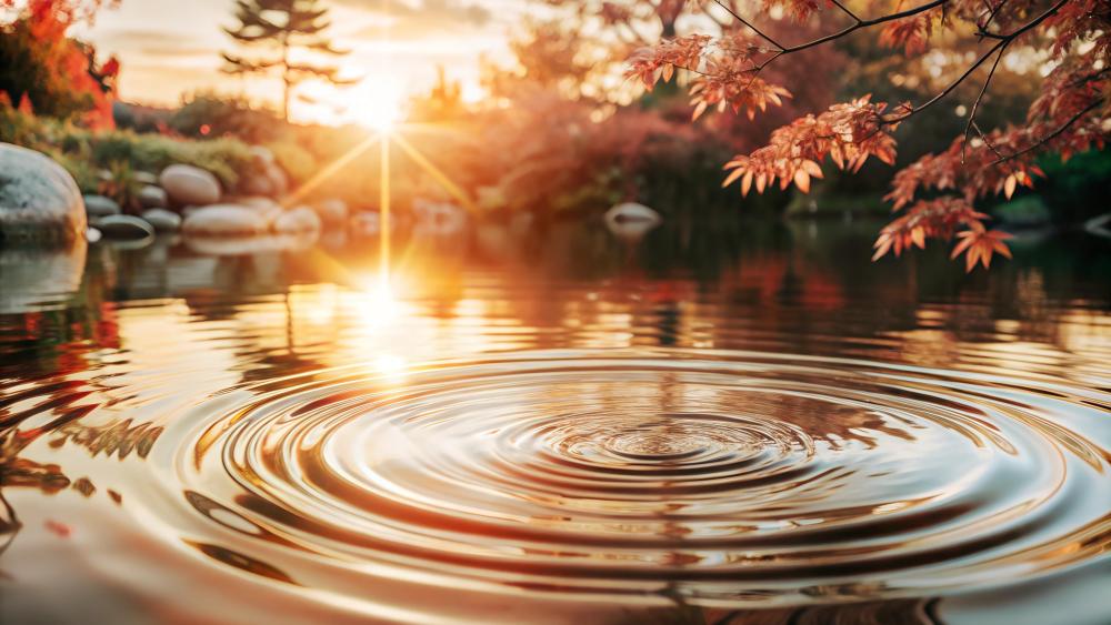 Beautiful tree branch at sunset with water drop wallpaper