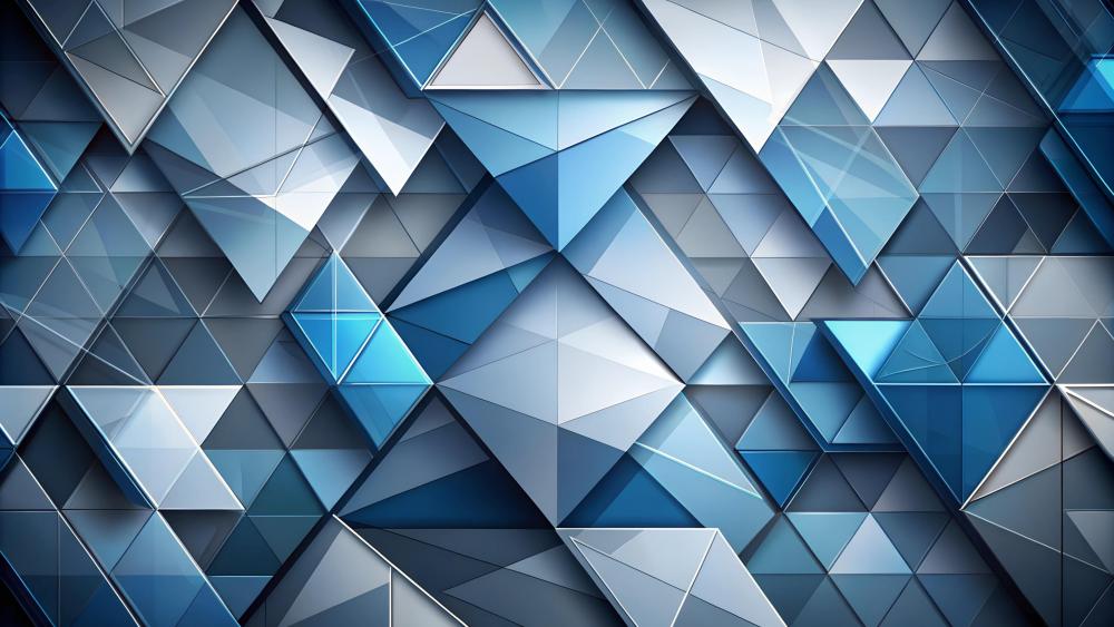 Abstract Geometric Blue Prism Pattern with 3D Triangular Shapes wallpaper