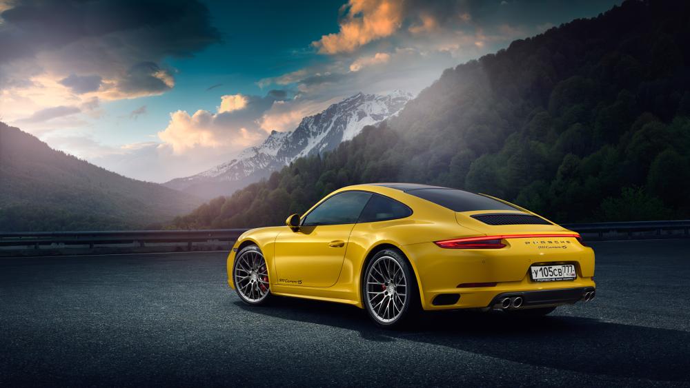 Porsche 911 in Stunning Mountain Landscape wallpaper