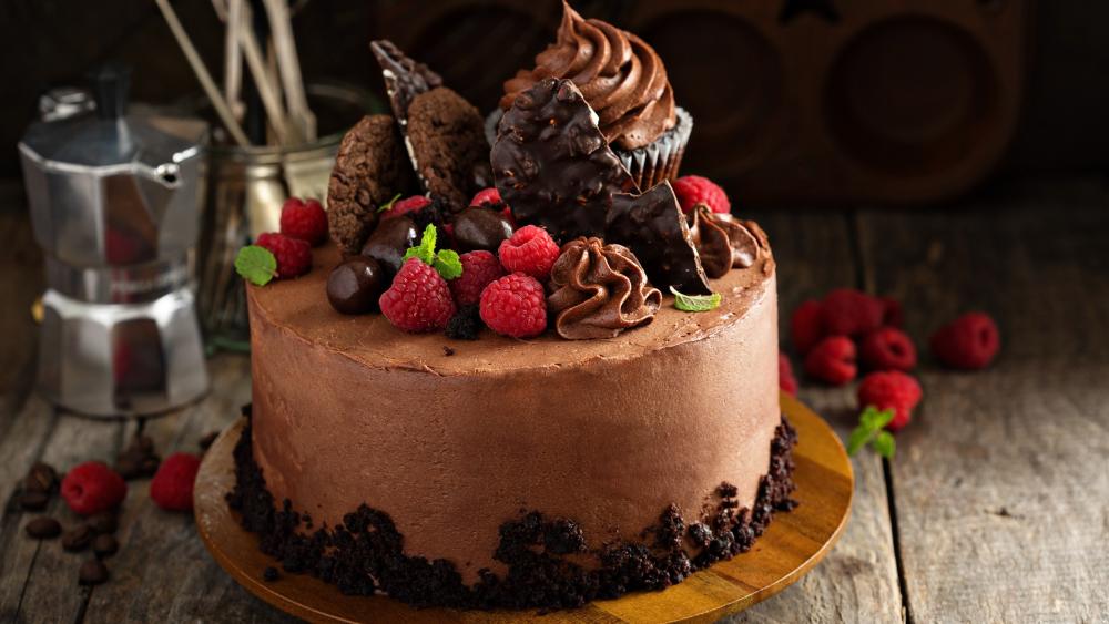 Delicious Chocolate Raspberry Cake in 4K wallpaper