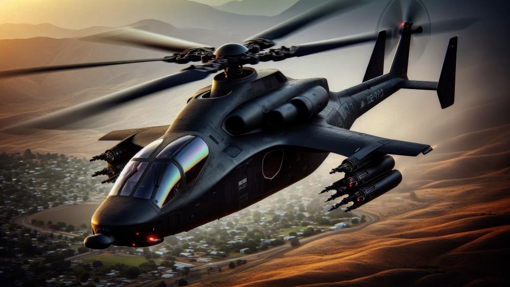 Bell 222 Stealth Helicopter on a mission  wallpaper