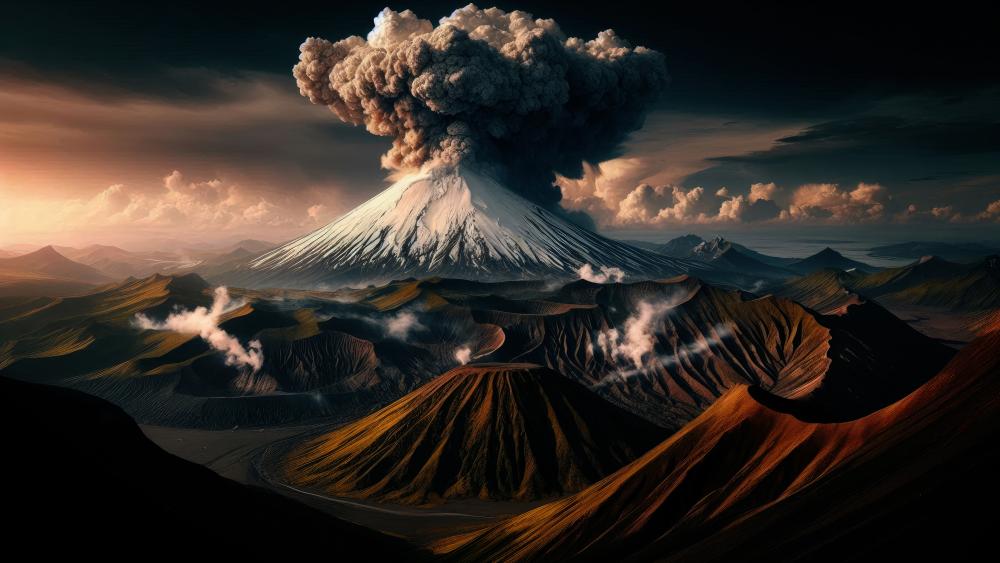 Volcanic Majesty Unleashed by AI wallpaper