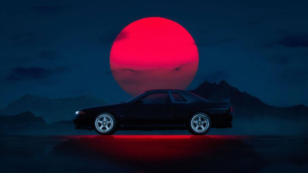 Nissan Skyline Under Blood Moon Magic wallpaper