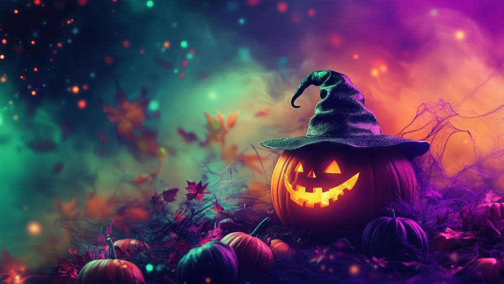 Enchanted Halloween Night with AI Magic wallpaper