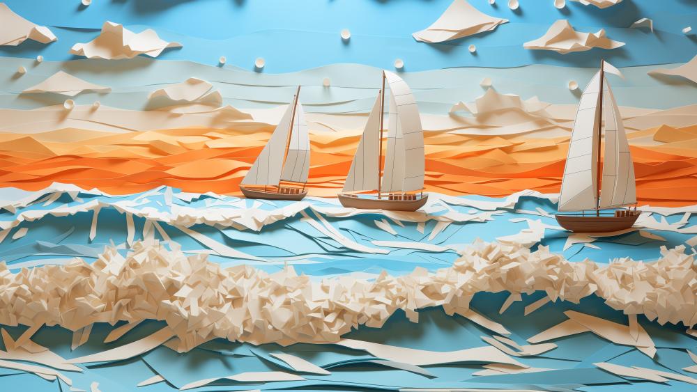 Sailing Dreams in an Abstract Seascape wallpaper