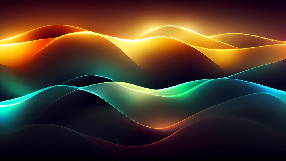 Illuminated Waves of Colorful AI Art wallpaper