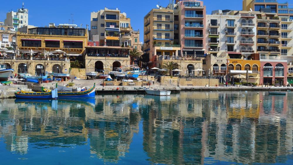 Serene Reflections at Spinola Bay, Malta wallpaper