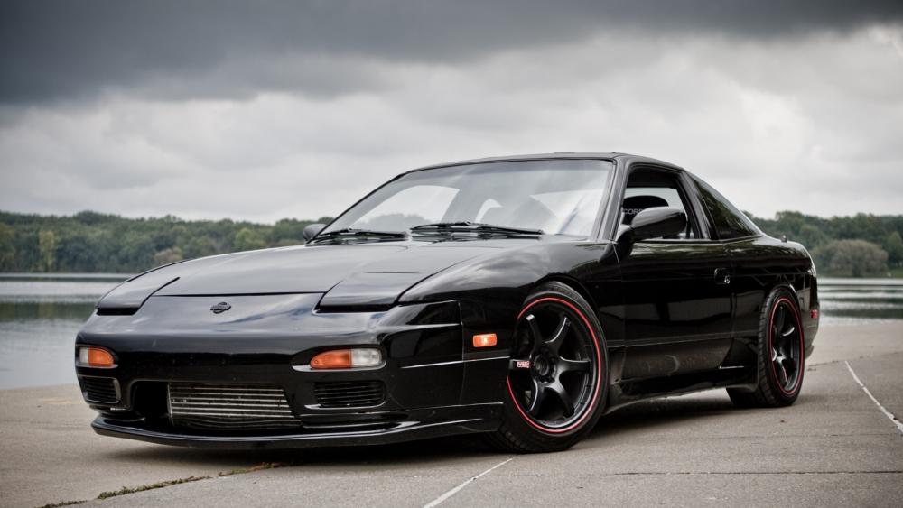 Vintage Black Nissan 240SX by the Lakefront wallpaper