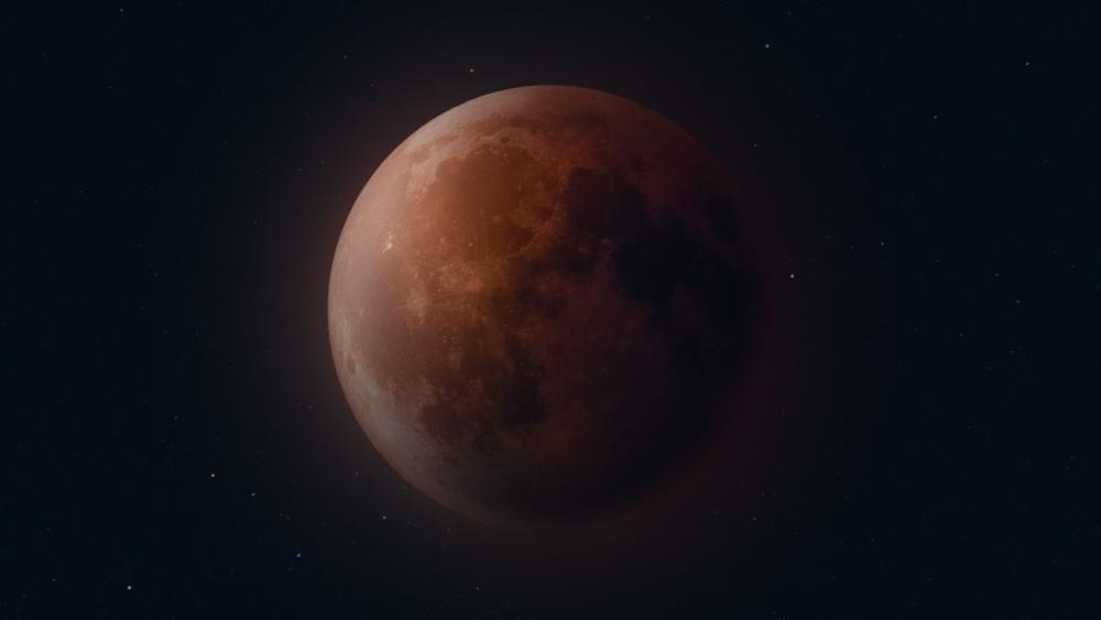 Blood Moon Brilliance in the Night Sky wallpaper