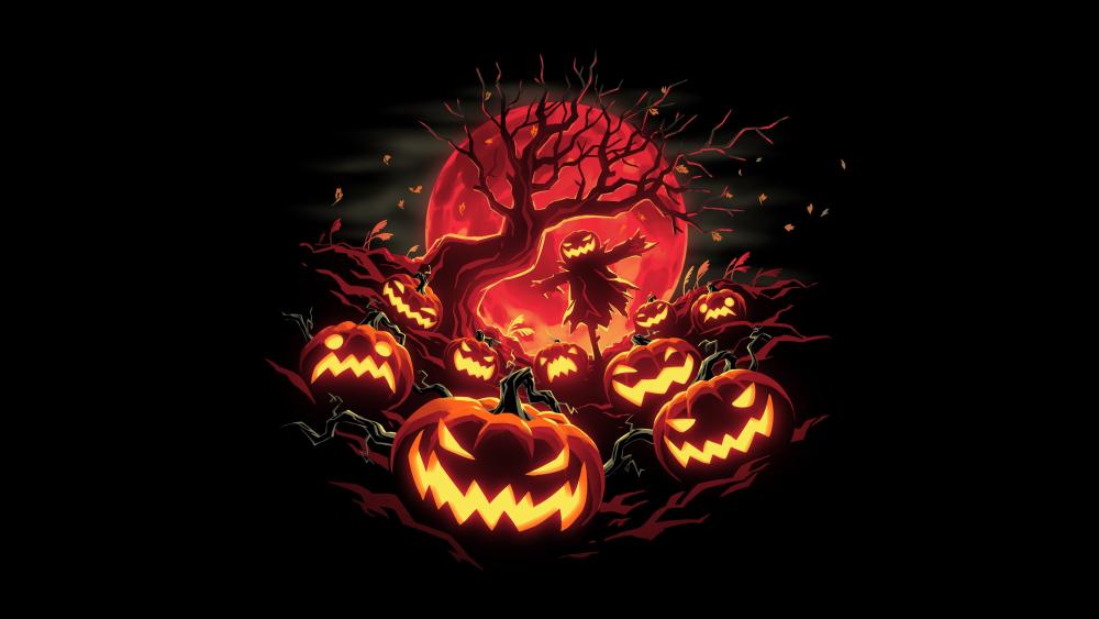 Halloween Night Pumpkin Frenzy: Spooky Aesthetic in 4K wallpaper