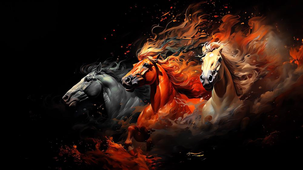 Ethereal Horses in Motion wallpaper