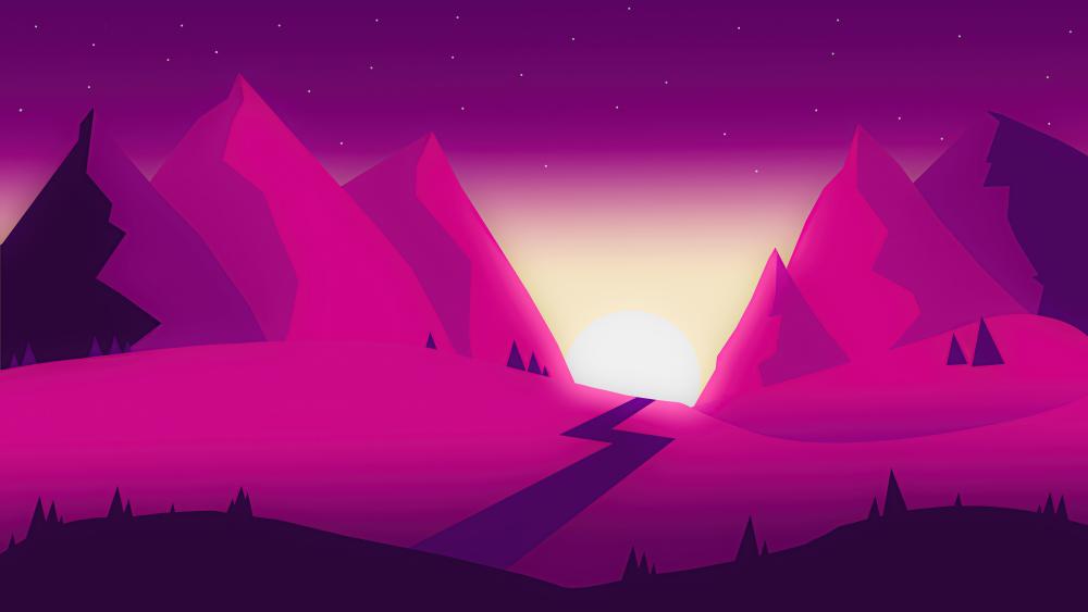  Pink mountains wallpaper