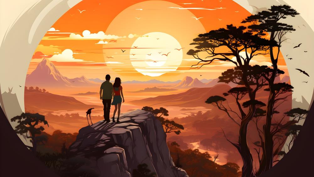 Romantic Sunset Adventure for Two wallpaper