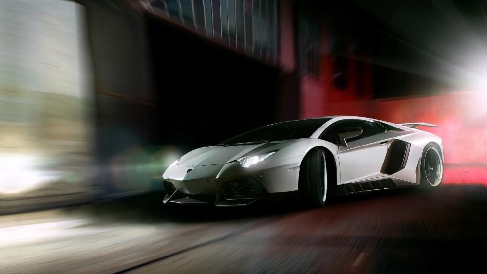 Lamborghini Aventador in Motion Dream Car Scene wallpaper