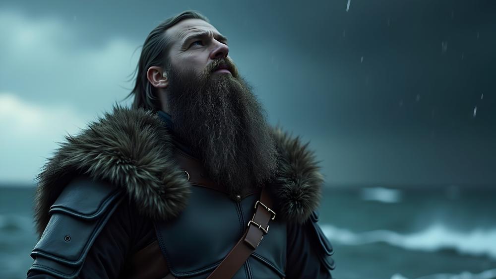 Viking Warrior in Epic Storm wallpaper