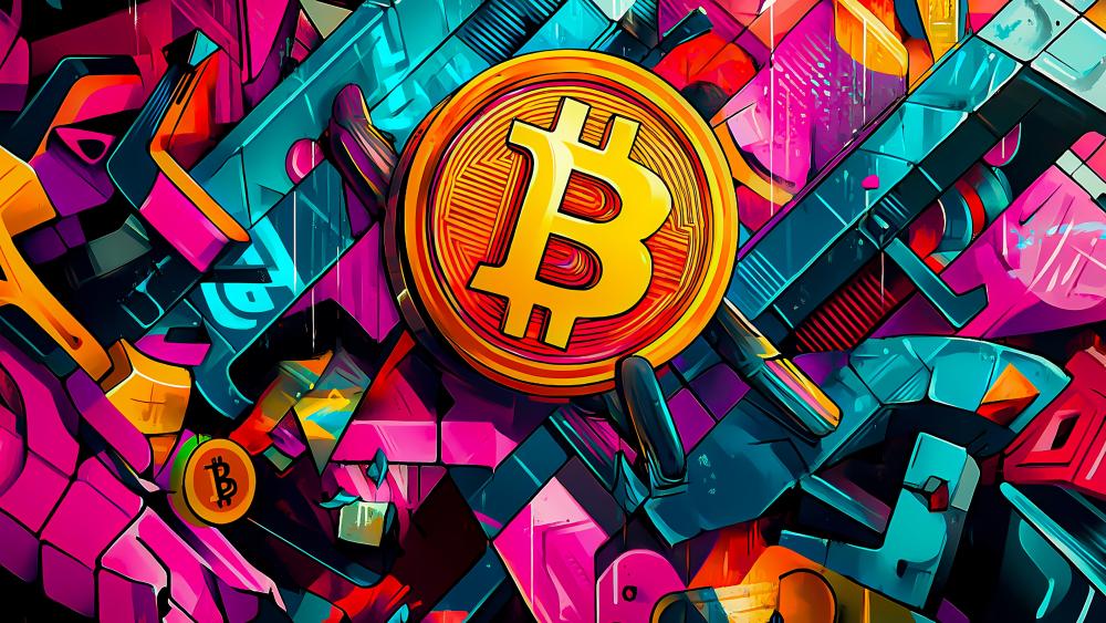 Vibrant Blockchain Expression in Graffiti Art wallpaper