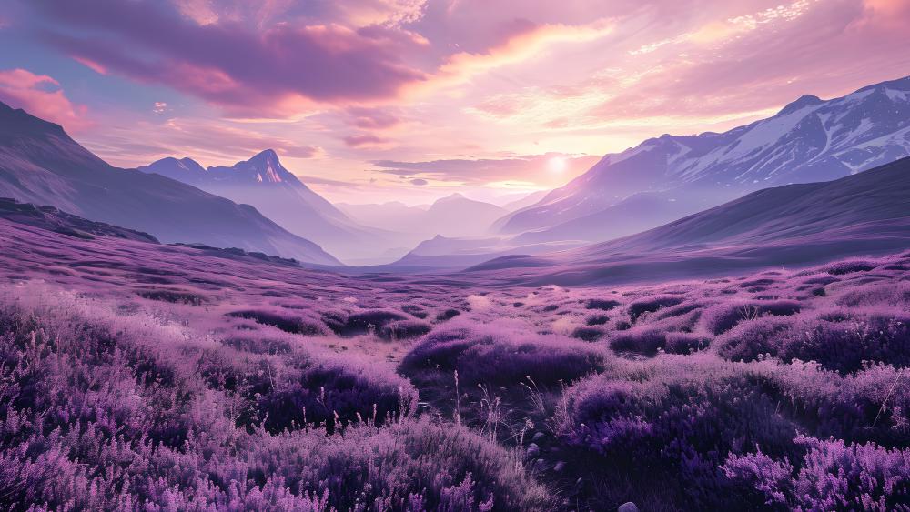 Lavender Horizon in AI-Painted Valleys wallpaper