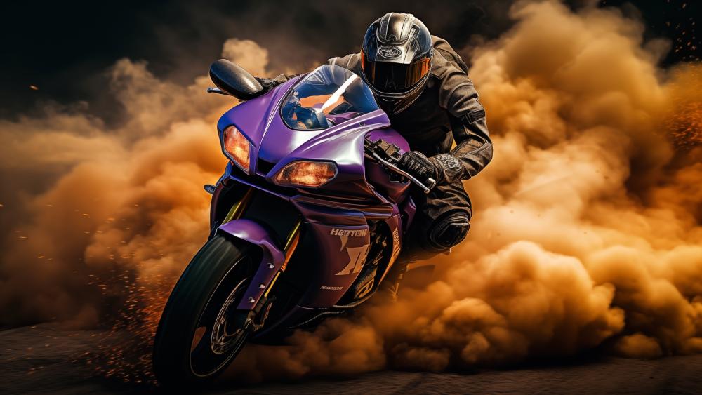 High-Speed Motorcycle Adventure in 4K AI Art wallpaper