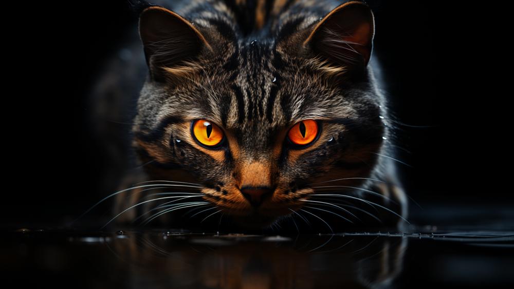 Fiery Gaze of the Tabby Cat wallpaper