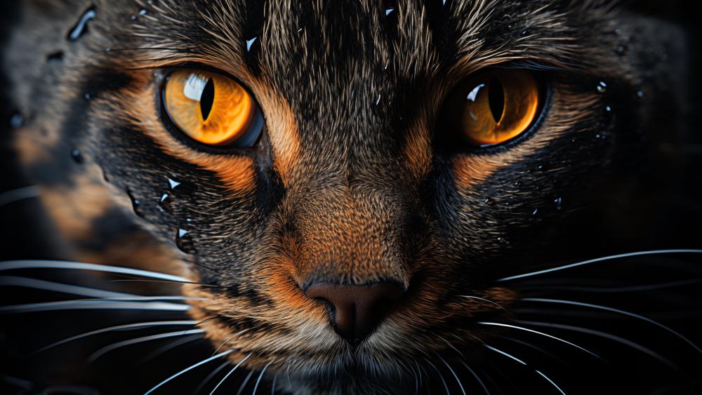 Fiery Gaze of a Tabby Cat wallpaper