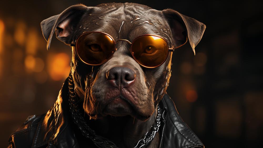 Cool Dog with Sunglasses in a Leather Jacket wallpaper