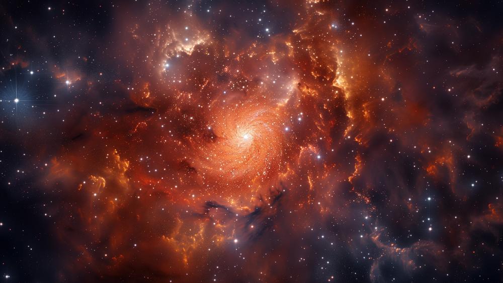 Cosmic Flames Spiral in Deep Space wallpaper