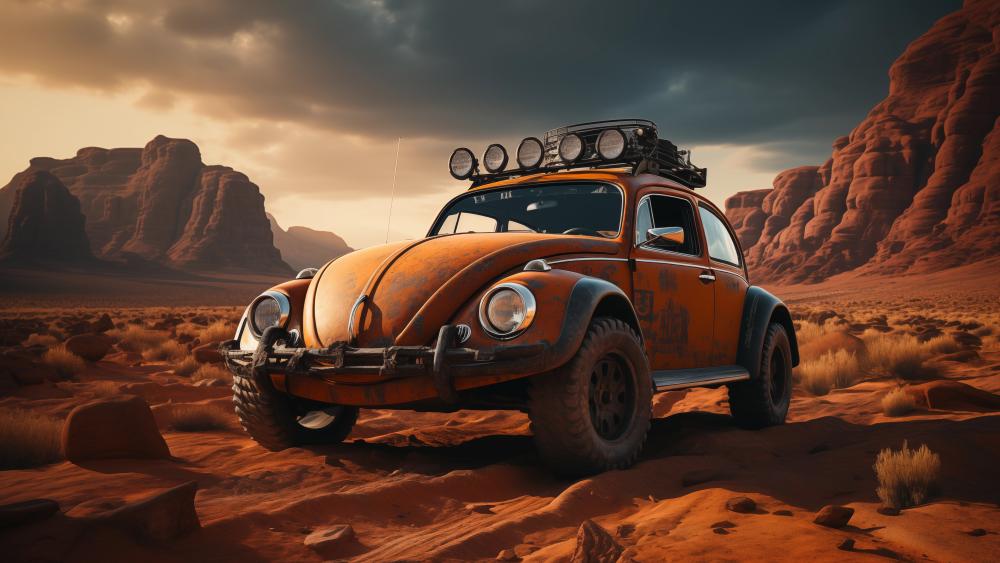 Timeless Adventure in Iconic Beetle Desert Drive wallpaper