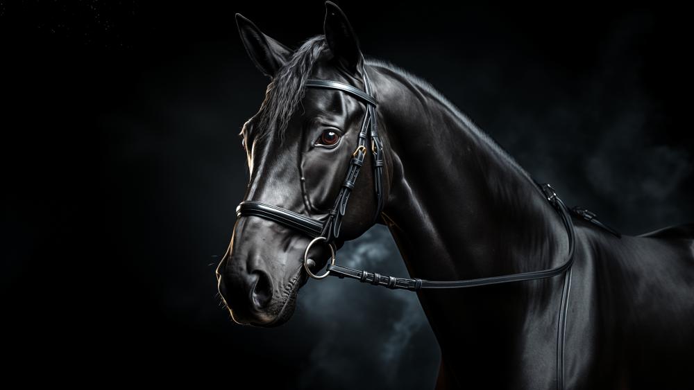 Majestic Black Horse in 4K Splendor wallpaper