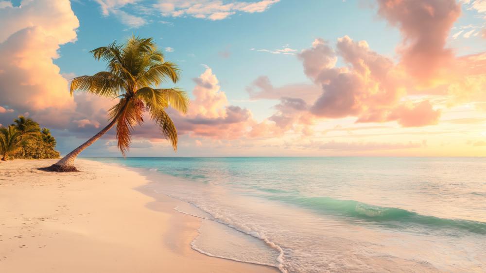 Tropical Paradise at Sunset wallpaper