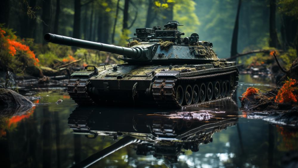 Mighty Tank in Woodland Combat Scene wallpaper