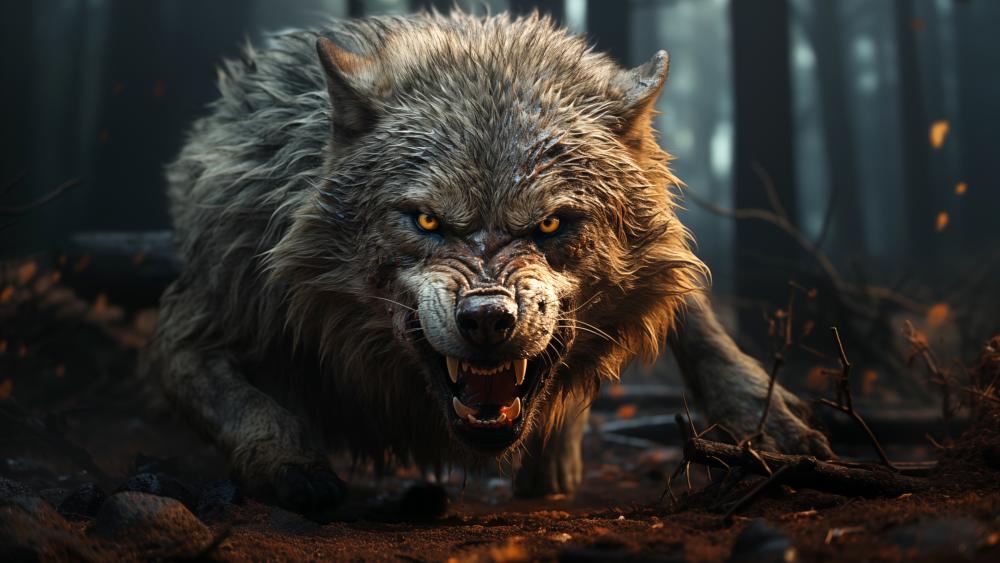 Majestic Werewolf in Enchanted Forest wallpaper