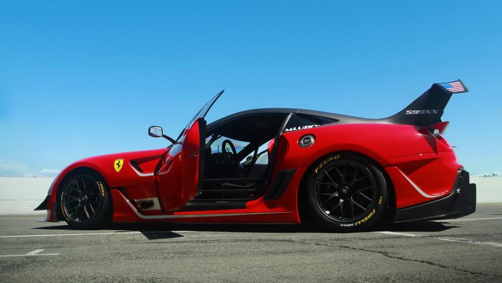 Ferrari 599XX Masterpiece with Open Doors Displayed wallpaper