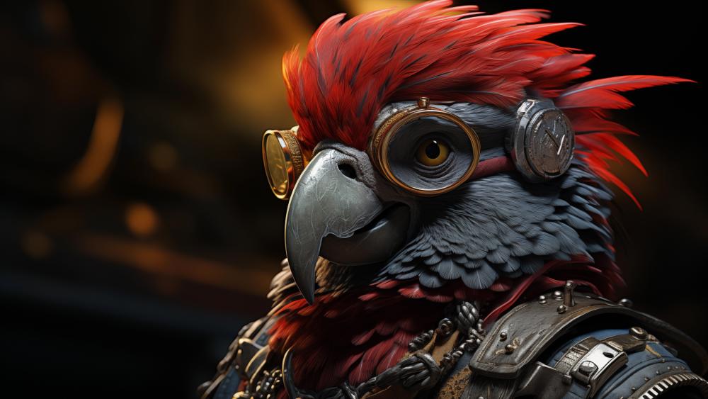 Steampunk Parrot in Full Gear wallpaper