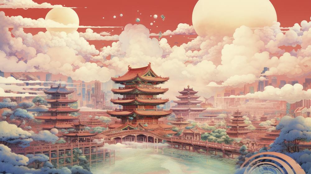 Mystical Oriental Dreamscape in 4K wallpaper