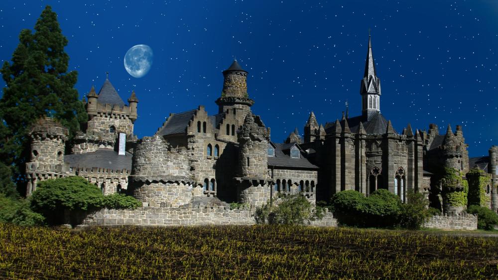 Starry Night Over Löwenburg Castle wallpaper