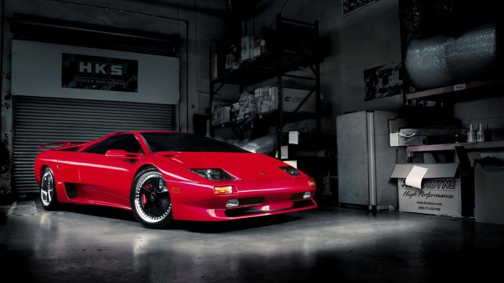 Lamborghini Diablo in Stunning Red Hue wallpaper