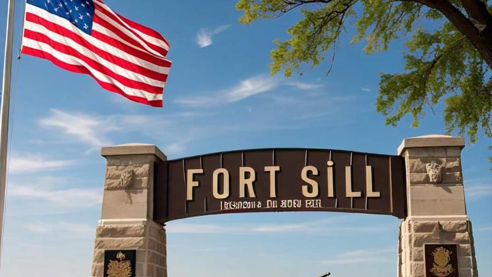 Fort Sill Entrance with American Flag wallpaper