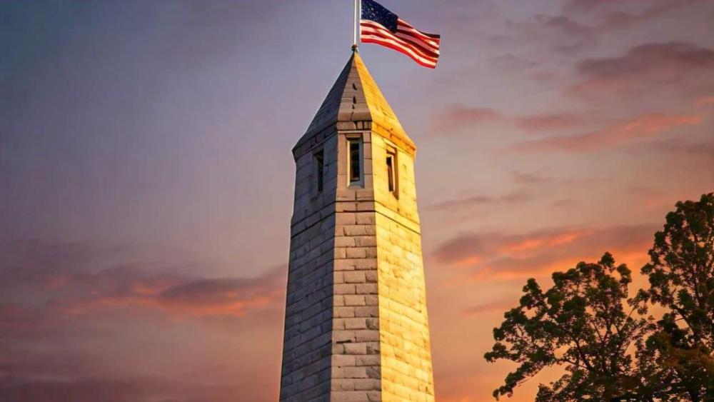 AI-Enhanced Tower at Sunset wallpaper