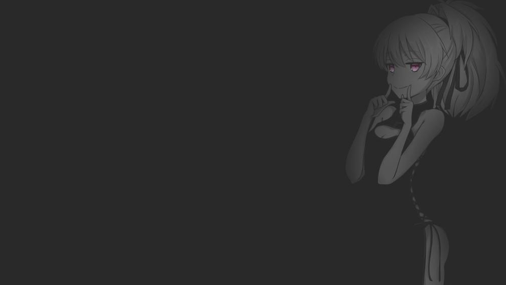 Monochrome Mystery: Enigmatic Anime Girl in Darkness wallpaper