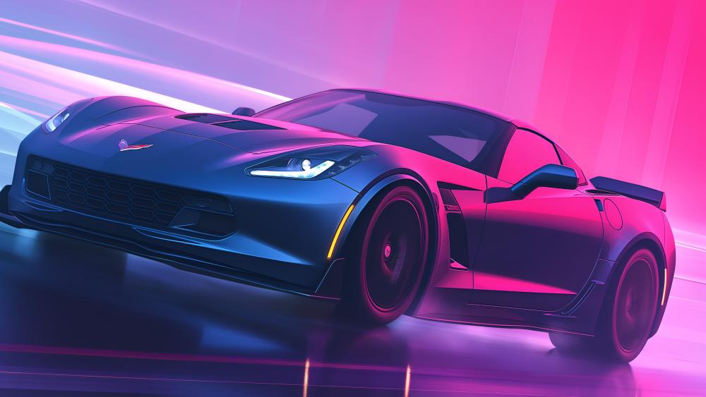 Neon Dream Corvette in 4K wallpaper