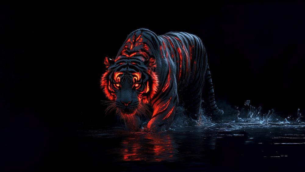 Glowing Majesty of the Fantasy Tiger wallpaper